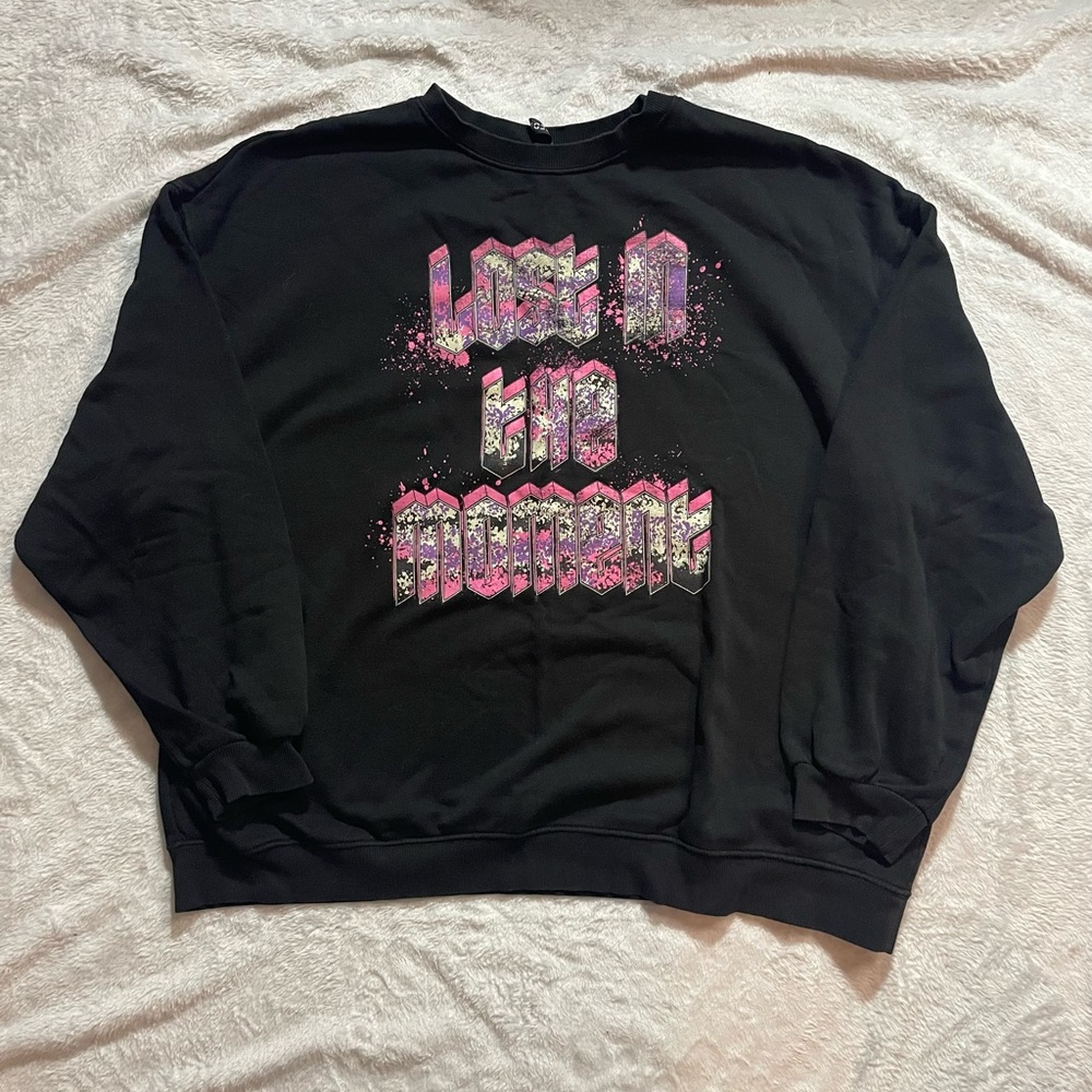 Divided Black and Pink Crewneck Sweater